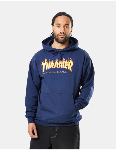 Thrasher Flame Logo Pullover Hoodie - Navy Profitez des Offres !