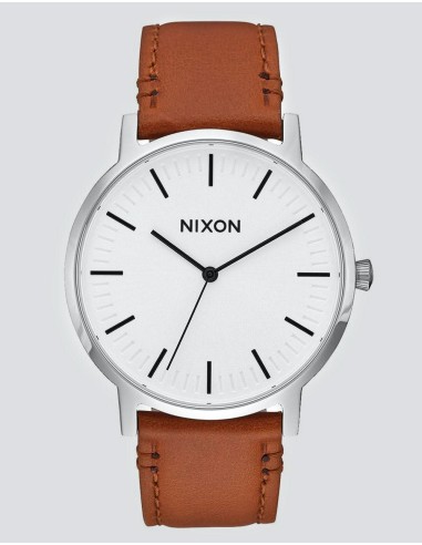 Nixon Porter Leather Watch - White/Sunray Saddle online