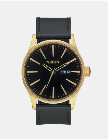 Nixon Sentry Leather Watch - Gold/Black Fin de série