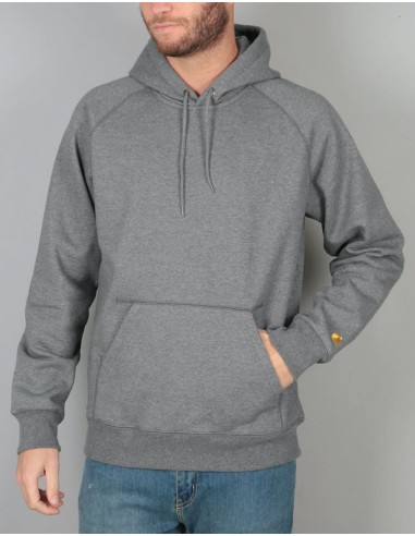 Carhartt WIP Hooded Chase Sweatshirt - Dark Grey Heather/Gold commande en ligne