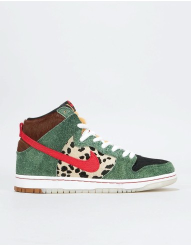 Nike SB Dunk High Pro QS Skate Shoes - Fir/University Red-Black-White pour bénéficier 