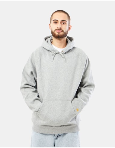 Carhartt WIP Hooded Chase Sweatshirt - Grey Heather/Gold Les magasins à Paris et en Île-de-France