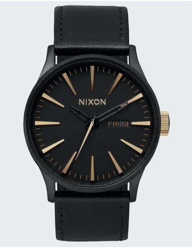 Nixon Sentry Leather Watch - Matte Black/Gold en ligne des produits 