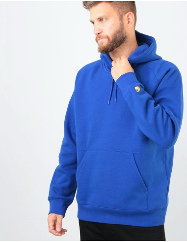 Carhartt WIP Hooded Chase Sweatshirt - Thunder Blue/Gold Economisez 