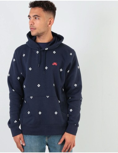 Nike SB Diamond Icon Pullover Hoodie - Obsidian/Sail/Bright Crimson les ctes